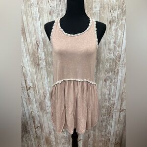 POL Tan Lace Trim Tank Top